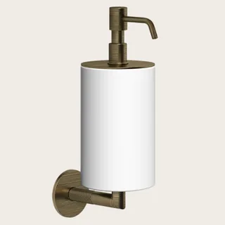 Дозатор для жидкого мыла, Gessi, Anello, шгв 75*128*243, цвет дозатора-Antique Brass/белый