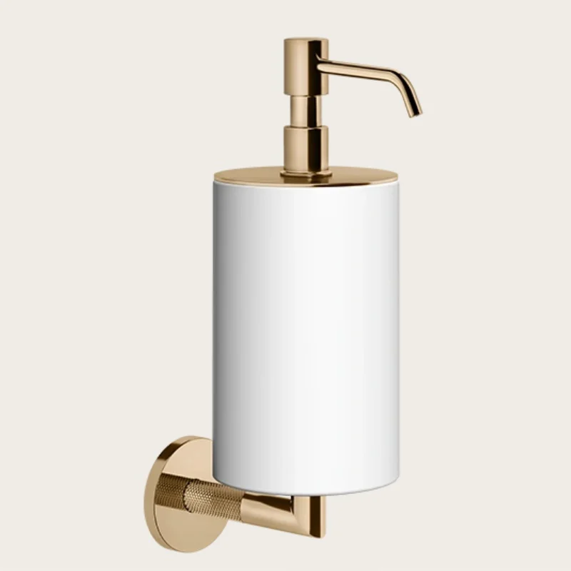 Дозатор для жидкого мыла, Gessi, Anello, шгв 75*128*243, цвет дозатора-Warm Bronze PVD/белый