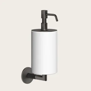 Дозатор для жидкого мыла, Gessi, Ingranaggio, шгв 75*128*243, цвет дозатора-Black Metal Brushed PVD/белый