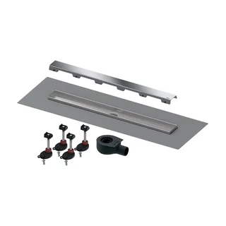Комплект, TECE, TECEdrainline, для монтажа дренажного канала, с декоративной панелью "Steel ll", длина-800 мм, с мембраной, цвет-сатин
