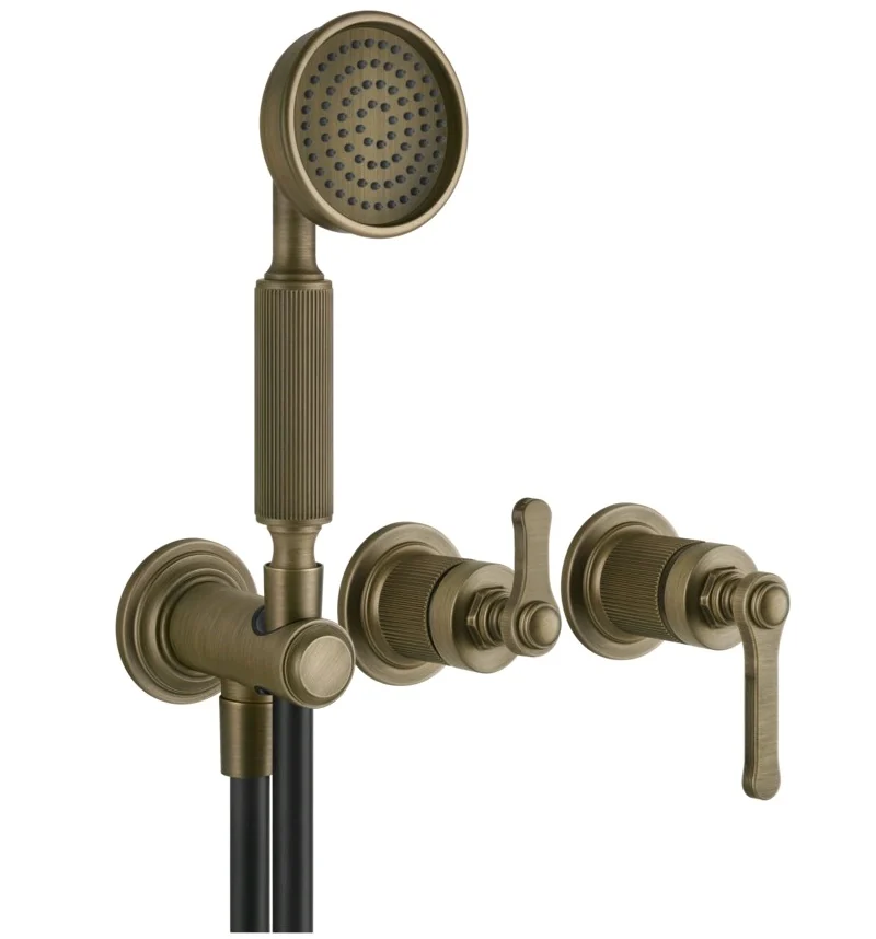 Смеситель для душа, Gessi, VENTI20, на 2 потребителя, цвет-Antique Brass