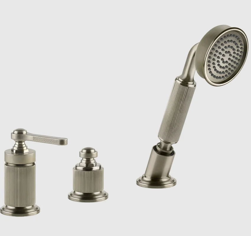 Смеситель для ванны и душа, Gessi, VENTI20, на 2 потребителя, цвет-Finox Brushed Nickel