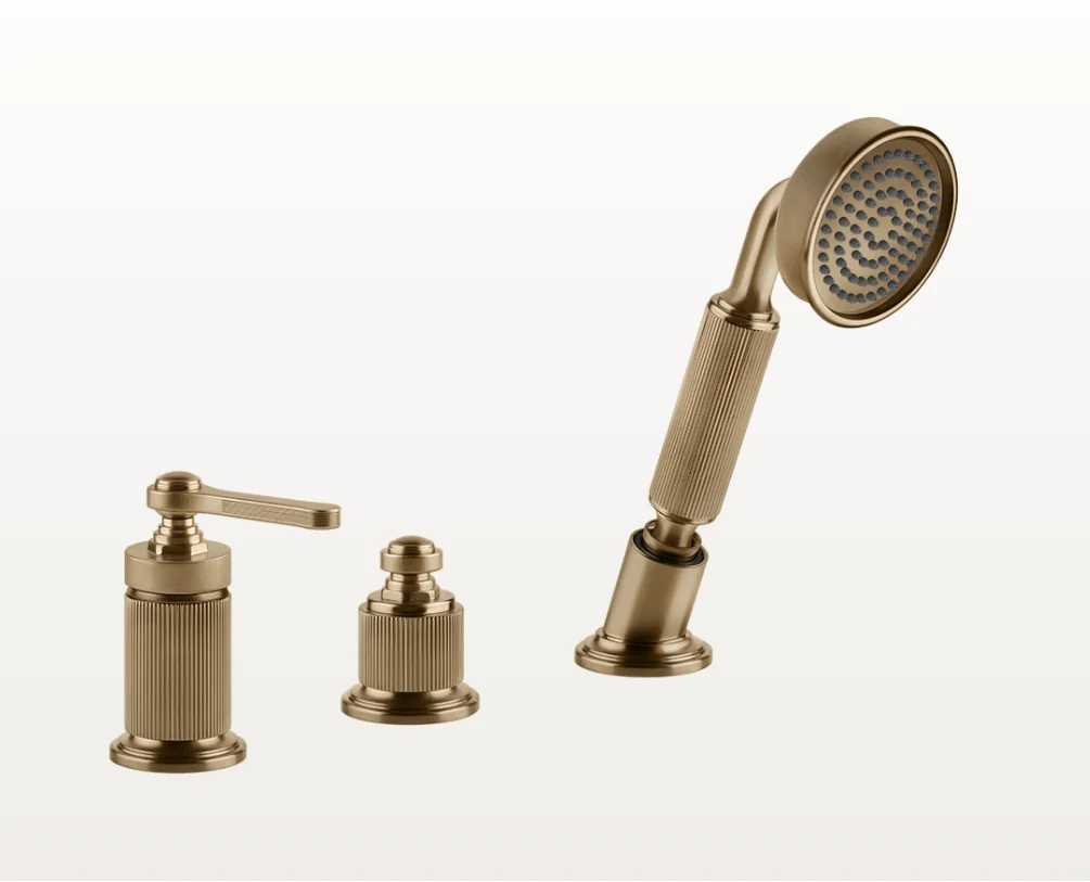 Смеситель для ванны и душа, Gessi, VENTI20, на борт ванны, цвет-Warm Bronze Brushed PVD
