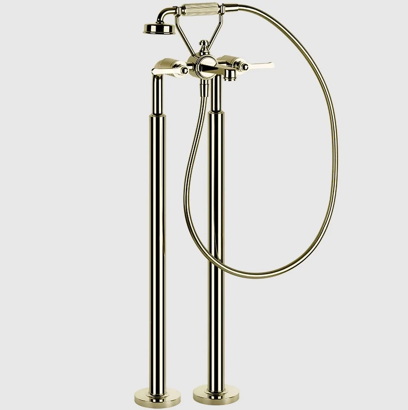 Смеситель для ванны и душа, Gessi, VENTI20, напольный, цвет-Brass PVD