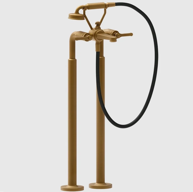 Смеситель для ванны и душа, Gessi, VENTI20, напольный, цвет-Antique Brass