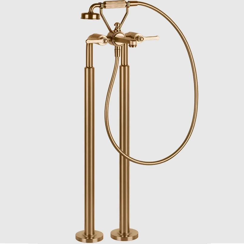 Смеситель для ванны и душа, Gessi, VENTI20, напольный, цвет-Warm Bronze Brushed PVD