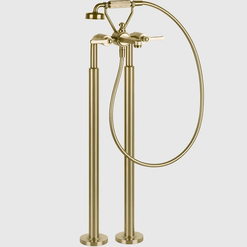 Смеситель для ванны и душа, Gessi, VENTI20, напольный, цвет-Brushed Brass PVD