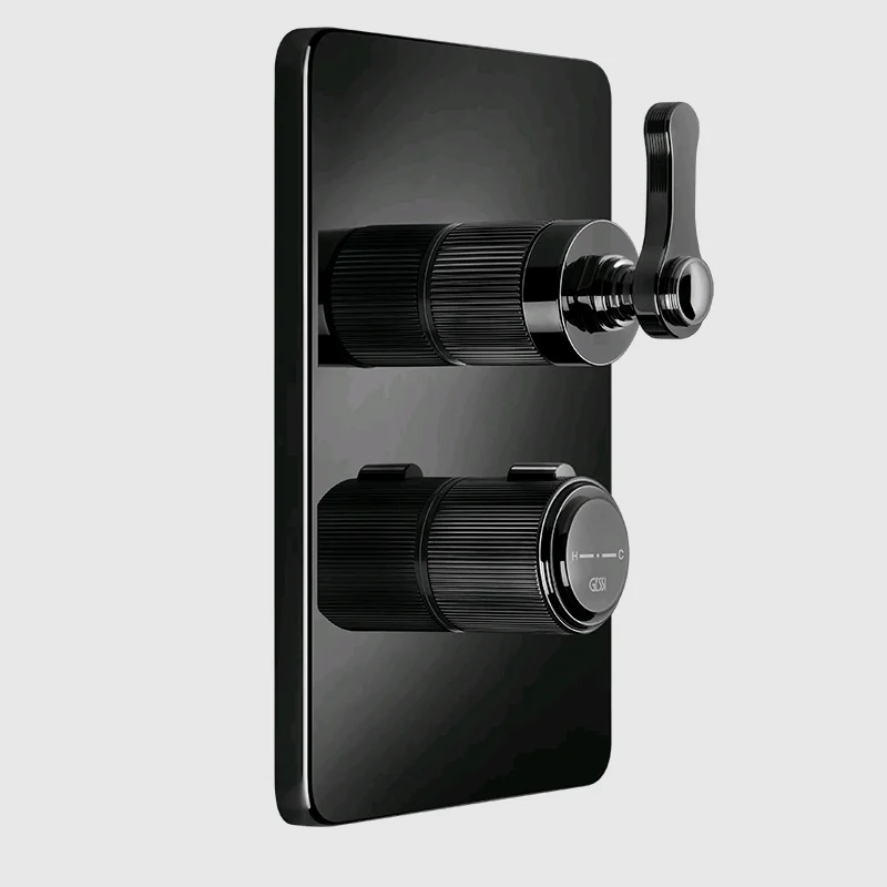 Смеситель для душа, Gessi, VENTI20, на 2 потребителя, цвет-Black Metal PVD