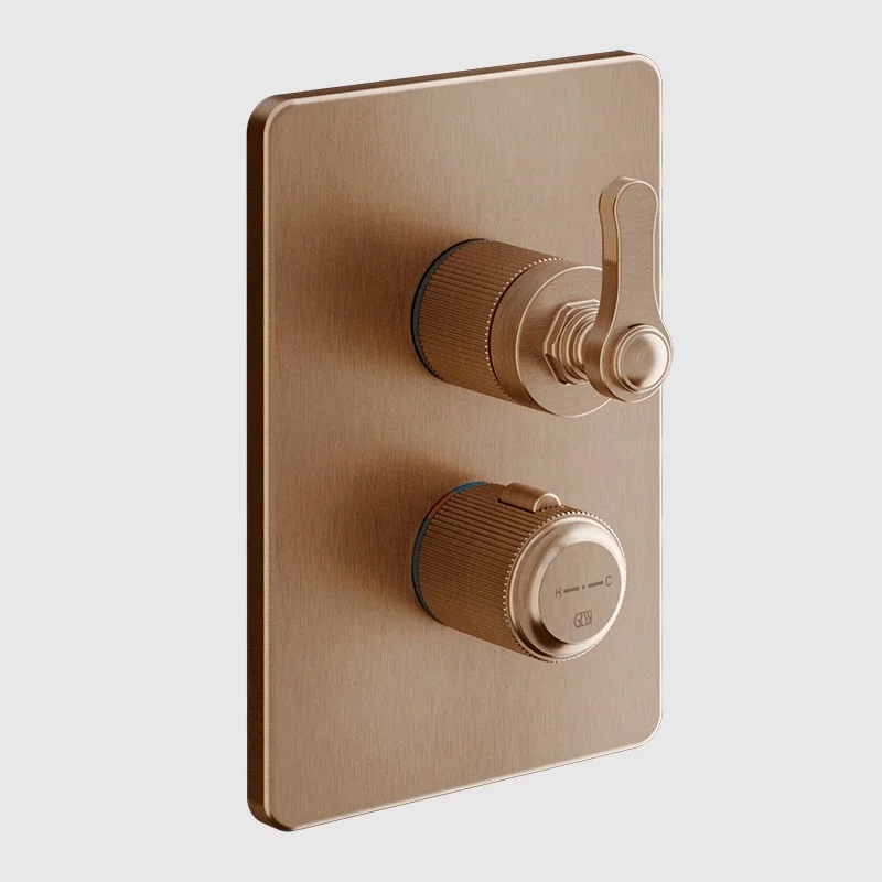 Смеситель для душа, Gessi, VENTI20, на 2 потребителя, цвет-Copper Brushed PVD