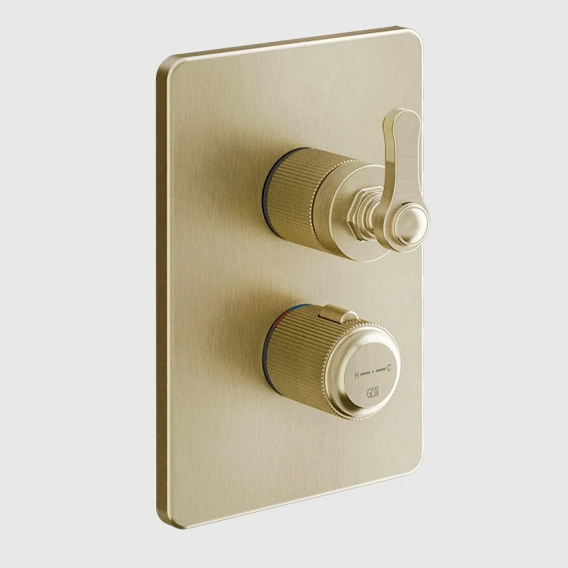 Смеситель для душа, Gessi, VENTI20, на 2 потребителя, цвет-Brushed Brass PVD