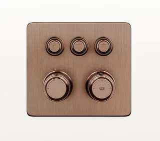 Смеситель для душа, Gessi, Hi-Fi Eclectic, на 3 потребителя, настенный встраиваемый, цвет-Copper Brushed PVD