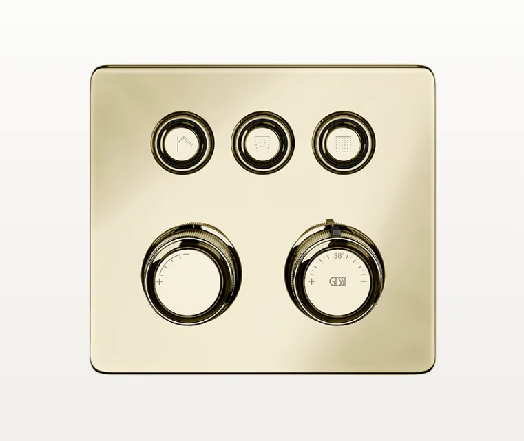 Смеситель для душа, Gessi, Hi-Fi Eclectic, на 3 потребителя, настенный встраиваемый, цвет-Brass PVD