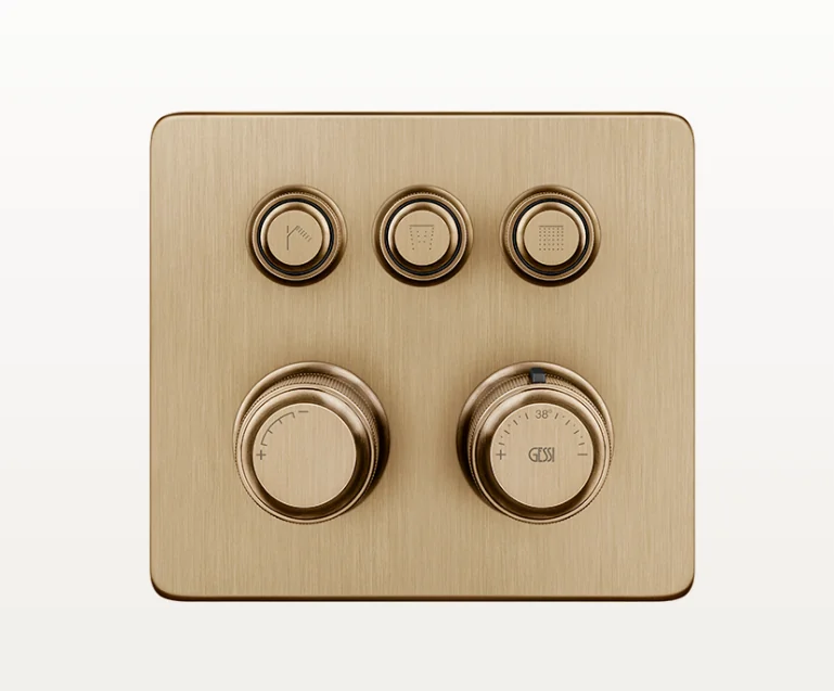 Смеситель для душа, Gessi, Hi-Fi Eclectic, на 3 потребителя, настенный встраиваемый, цвет-Warm Bronze Brushed PVD