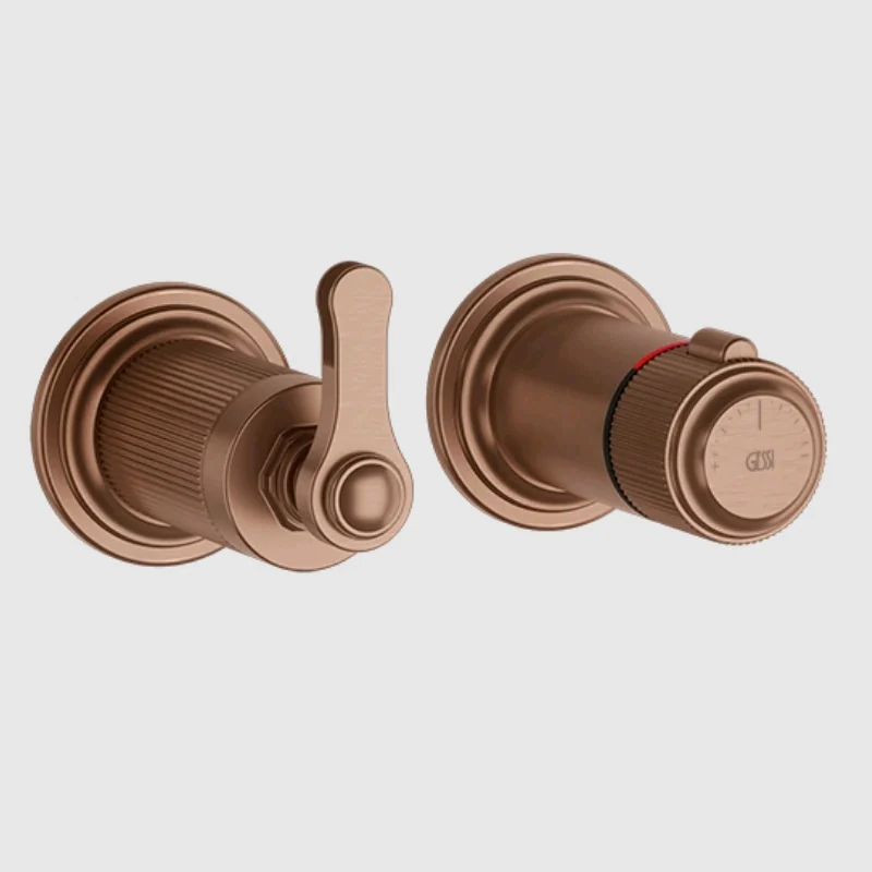 Смеситель для душа, Gessi, VENTI20, на 2 потребителя, цвет-Copper Brushed PVD