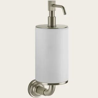 Дозатор для жидкого мыла, Gessi, VENTI20, шгв 75*136*254, цвет дозатора-Finox Brushed Nickel/белый