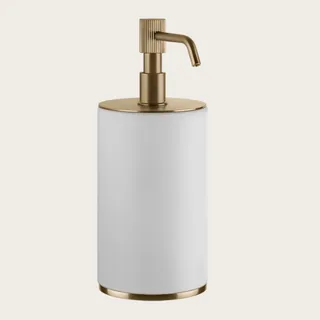 Дозатор для жидкого мыла, Gessi, VENTI20, шгв 75*97*199, цвет дозатора-Warm Bronze Brushed PVD/белый