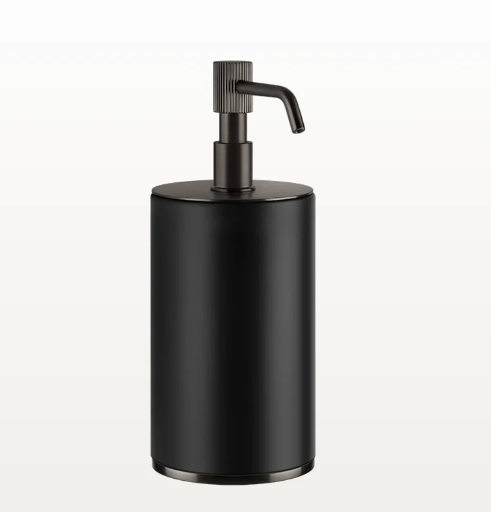 Дозатор для жидкого мыла, Gessi, VENTI20, шгв 75*97*199, цвет дозатора/колбы-Black Metal Brushed PVD/черный