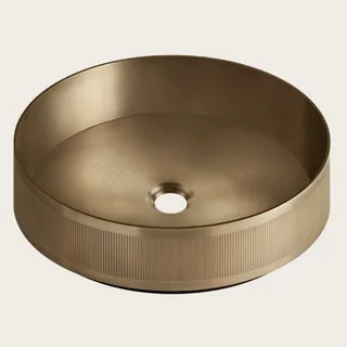 Раковина, Gessi, VENTI20, Rigato, шгв 400*400*125, отверстия для смесителя-отсутствуют, цвет-Warm Bronze Brushed PVD
