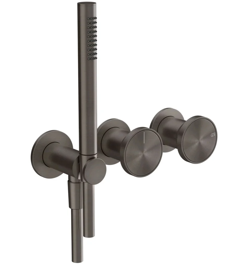 Смеситель для душа, Gessi, Origini, на 2 потребителя, цвет-Black Metal Brushed PVD