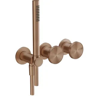Смеситель для душа, Gessi, Origini, на 2 потребителя, цвет-Copper Brushed PVD
