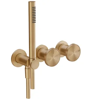 Смеситель для душа, Gessi, Origini, на 2 потребителя, цвет-Warm Bronze Brushed PVD