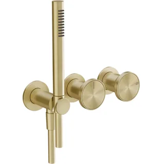 Смеситель для душа, Gessi, Origini, на 2 потребителя, цвет-Brushed Brass PVD