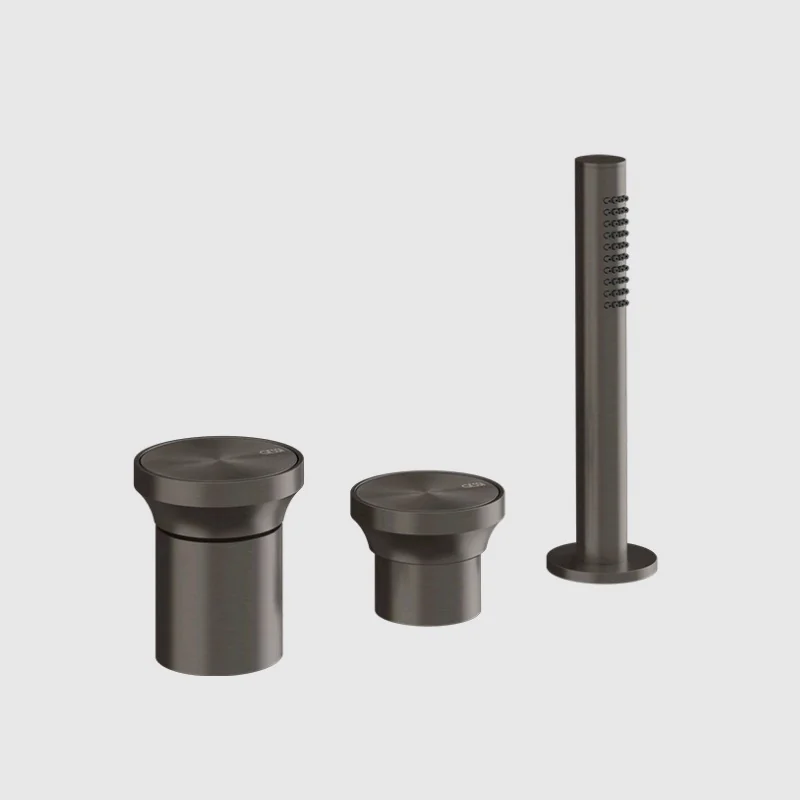 Смеситель для ванны и душа, Gessi, Origini, на 2 потребителя, цвет-Black Metal Brushed PVD (старый арт. 66043/707)