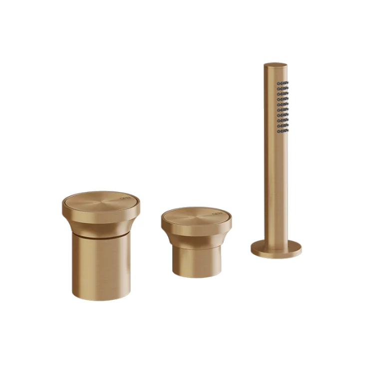 Смеситель для ванны и душа, Gessi, Origini, на 2 потребителя, цвет-Warm Bronze Brushed PVD