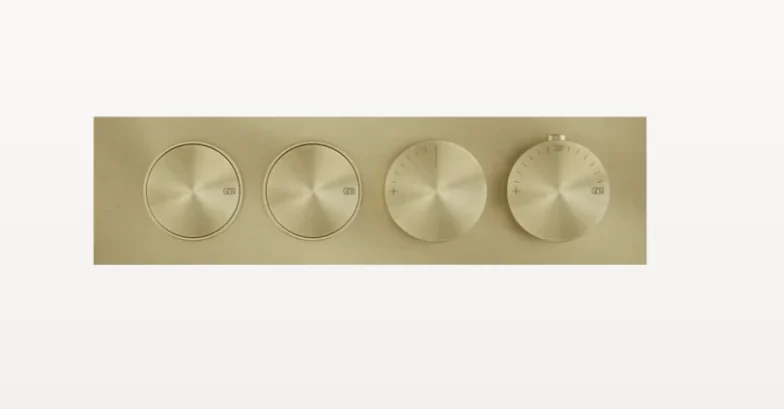 Смеситель для душа, Gessi, Origini, на 2 потребителя, цвет-Brushed Brass PVD