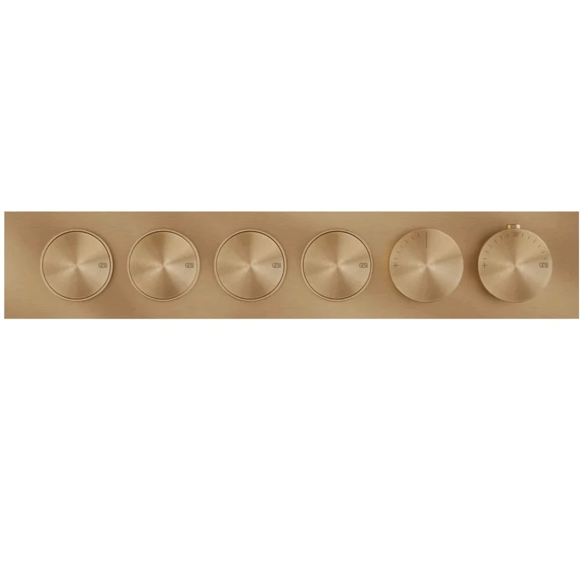 Смеситель для душа, Gessi, Origini, на 4 потребителя, цвет-Warm Bronze Brushed PVD