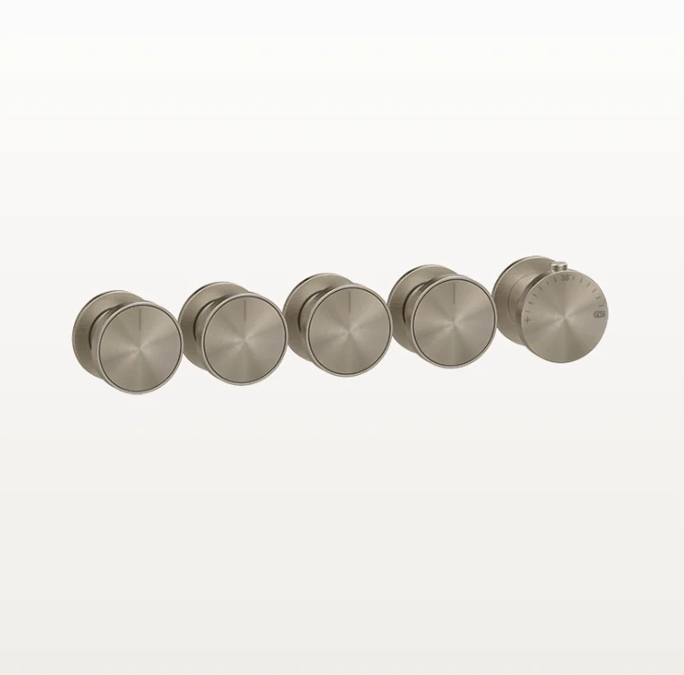 Смеситель для душа, Gessi, Origini, на 4 потребителя, настенный встраиваемый, цвет-Finox Brushed Nickel