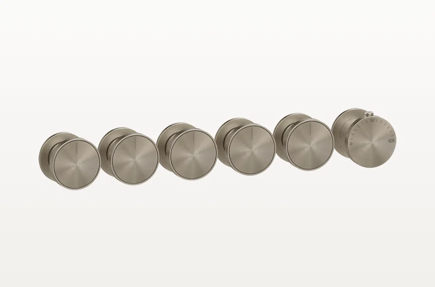 Смеситель для душа, Gessi, Origini, на 5 потребителей, цвет-Finox Brushed Nickel