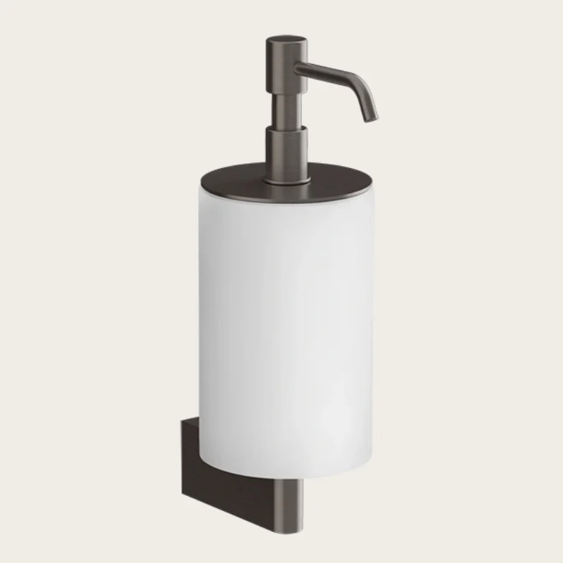 Дозатор для жидкого мыла, Gessi, Origini, шгв 75*127*229, цвет дозатора-Black Metal Brushed PVD/белый
