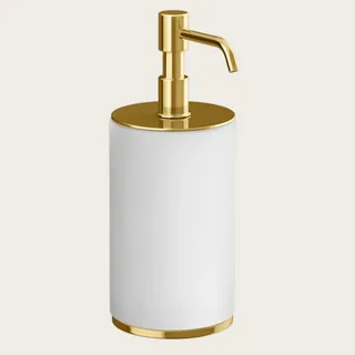 Дозатор для жидкого мыла, Gessi, Origini, шгв 75*97*199, цвет дозатора-Gold PVD/белый