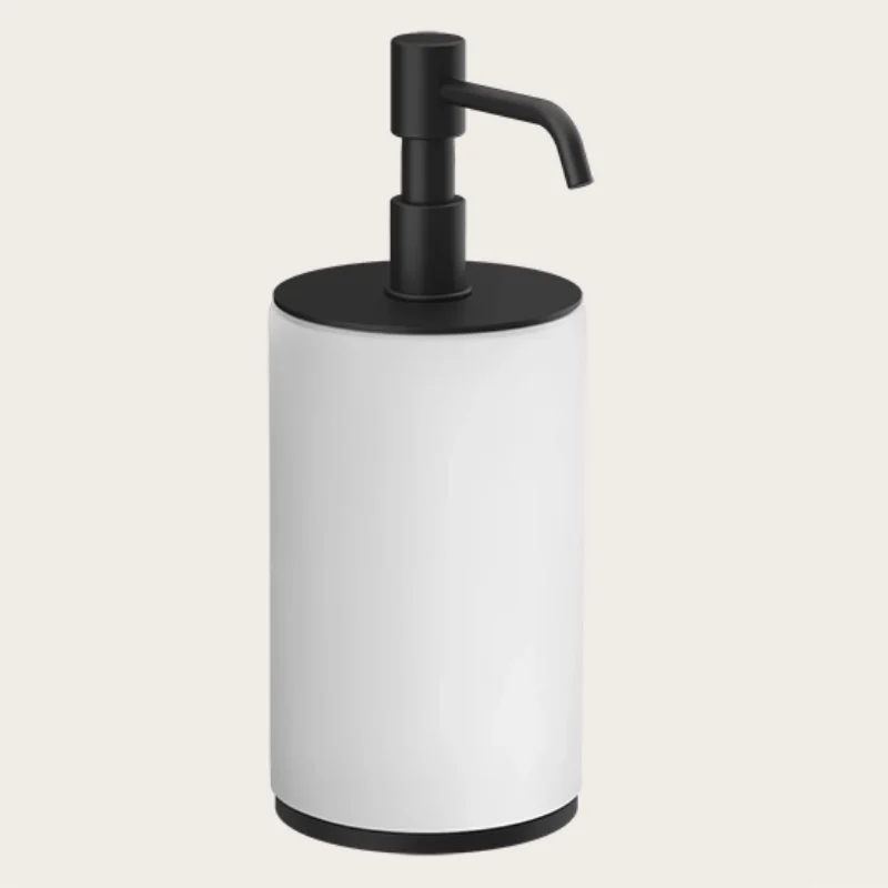 Дозатор для жидкого мыла, Gessi, Origini, шгв 75*97*199, цвет дозатора-черный матовый/белый