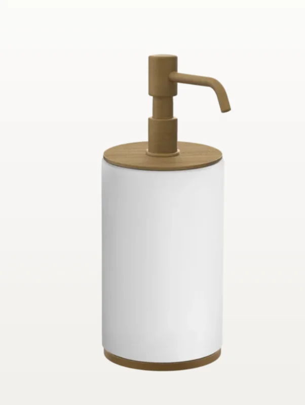 Дозатор для жидкого мыла, Gessi, Anello, шгв 75*97*199, цвет дозатора/колбы-Antique Brass/белый