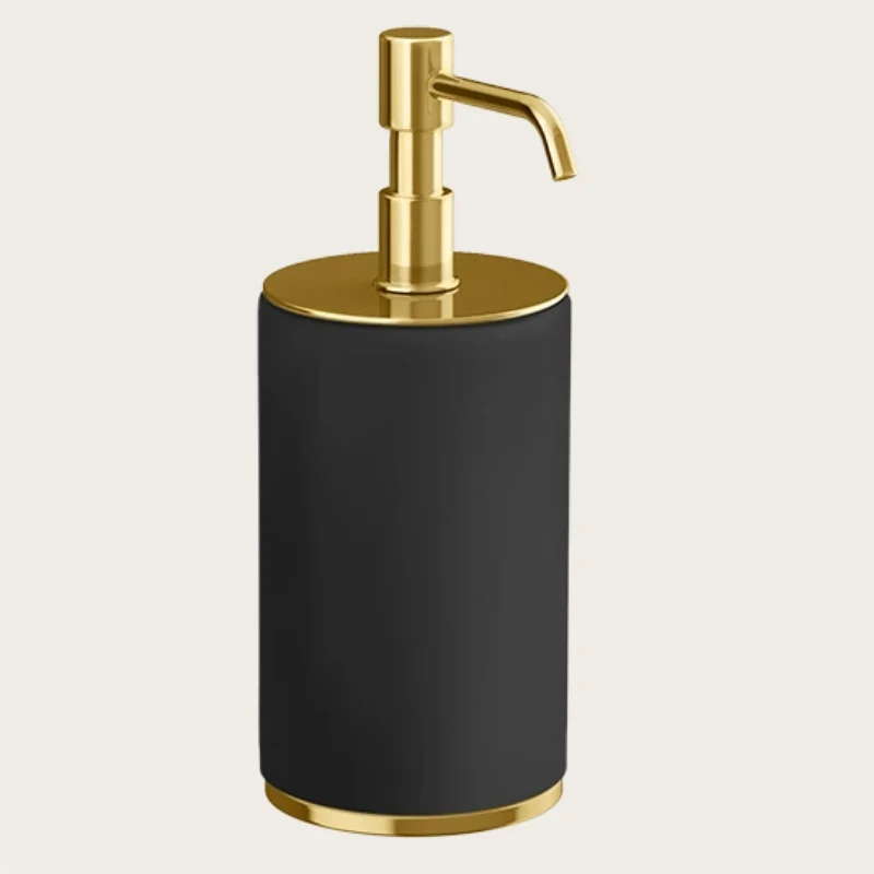 Дозатор для жидкого мыла, Gessi, Origini, шгв 75*97*199, цвет дозатора-Gold PVD/чёрный