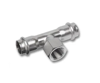 Тройник, Sanha, NiroPress AISI304L, ВПр-ВР-ВПр, 22x3/4x22, 91130G.3