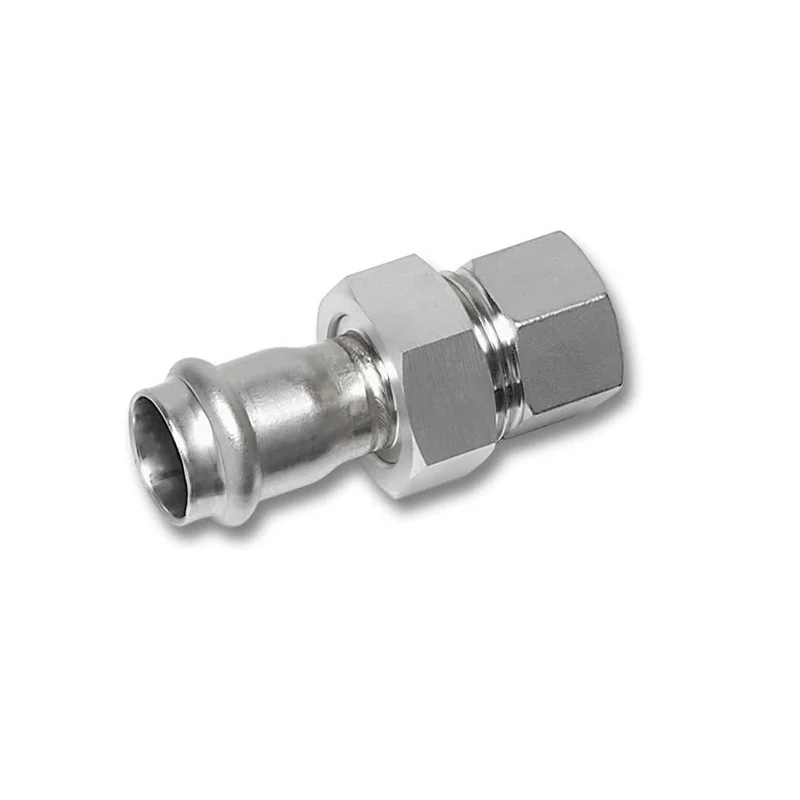 Резьбовое разъемное соединение Sanha NiroPress 316L ВПр-ВР, плоское уплотнение, гайка нержавеющая сталь, ø22x3/4, 9330GMVA.3