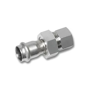 Резьбовое разъемное соединение Sanha NiroPress 316L ВПр-ВР, плоское уплотнение, гайка нержавеющая сталь, ø28x1, 9330GMVA.3