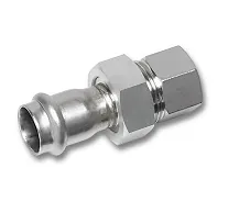 Резьбовое разъемное соединение Sanha NiroPress 316L ВПр-ВР, плоское уплотнение, гайка нержавеющая сталь, ø42x11/2