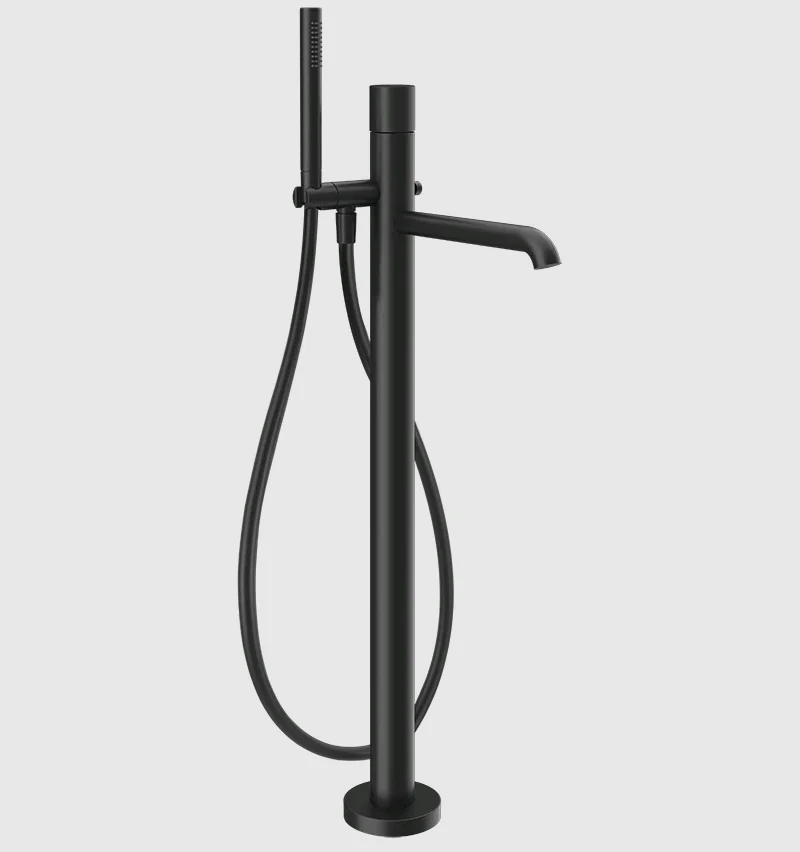 Смеситель для ванны и душа, Gessi, Habito Unito, напольный, цвет-черный матовый