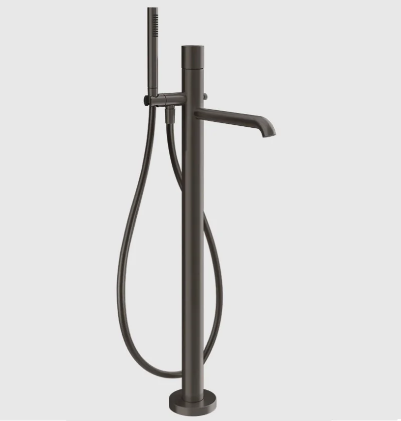 Смеситель для ванны и душа, Gessi, Habito Unito, напольный, цвет-Black Metal Brushed PVD