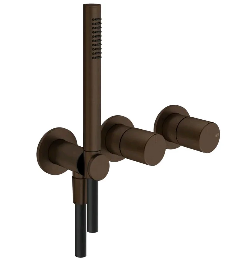 Смеситель для душа, Gessi, Habito Unito, на 2 потребителя, цвет-Dark Bronze