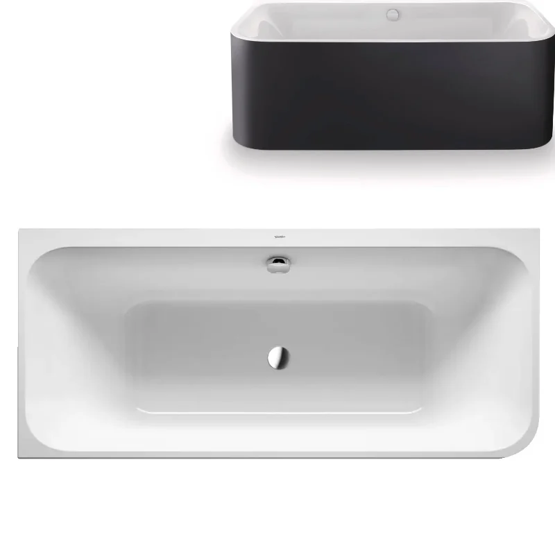 Ванна, Duravit, Happy D.2 Plus, шгв 1800*800*600, цвет ванны-белый, аериловая панель в цвете -графит суперматовый