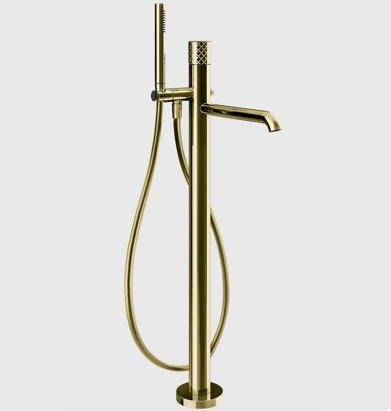 Смеситель для ванны и душа, Gessi, Habito Intreccio, напольный, цвет-Brass PVD