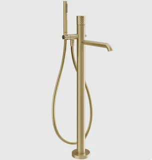 Смеситель для ванны и душа, Gessi, Habito Intreccio, напольный, цвет-Brushed Brass PVD