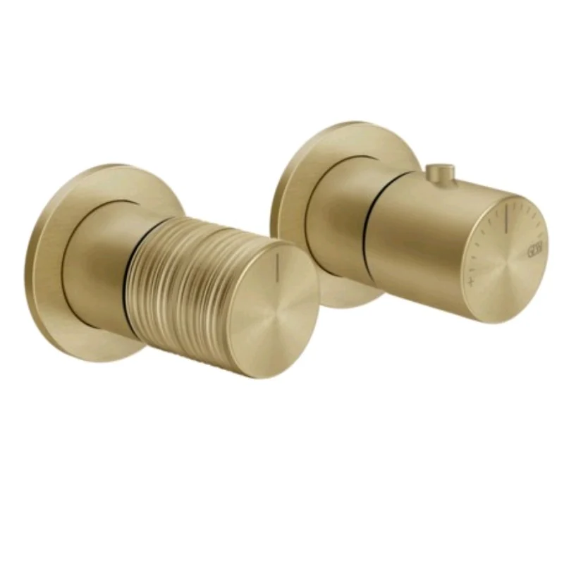 Смеситель для душа, Gessi, Habito Trame, на 2 потребителя, цвет-Brushed Brass PVD