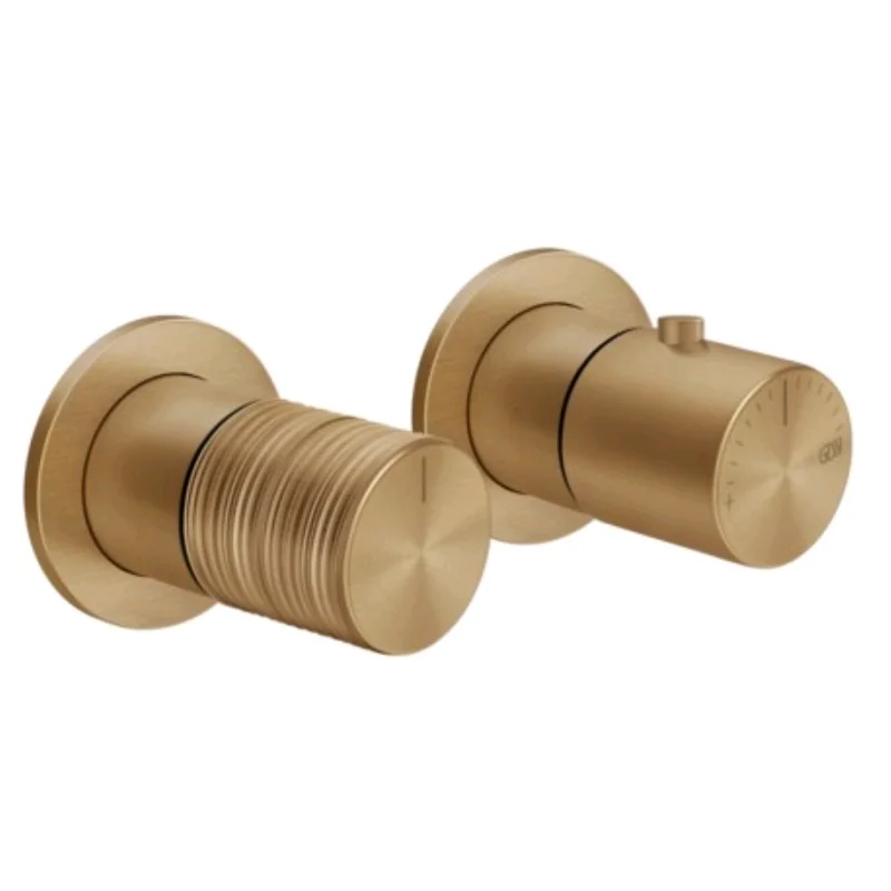 Смеситель для душа, Gessi, Habito Trame, на 3 потребителя, цвет-Warm Bronze Brushed PVD
