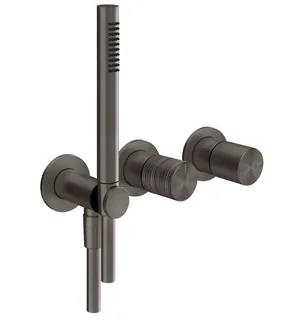 Смеситель для душа, Gessi, Habito Trame, на 2 потребителя, цвет-Black Metal Brushed PVD